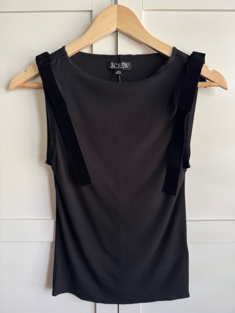J. Crew Refined Rib Shell with Velvet Bows in Black Size XXS